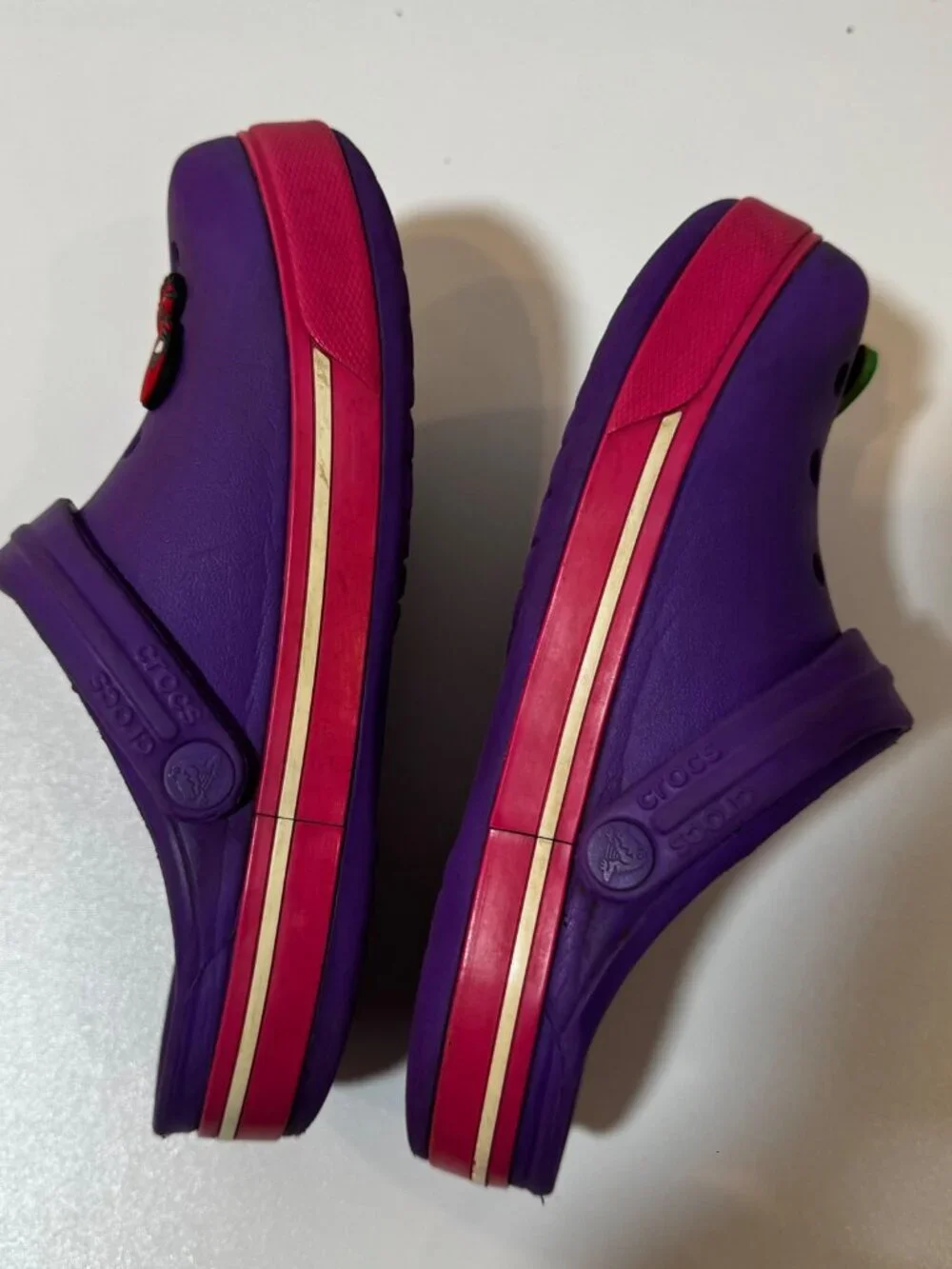 Crocs Crocband‎ Kids Boys Girls Clog Purple Pink 3 J3 Jibbitz Marvel No Pickle